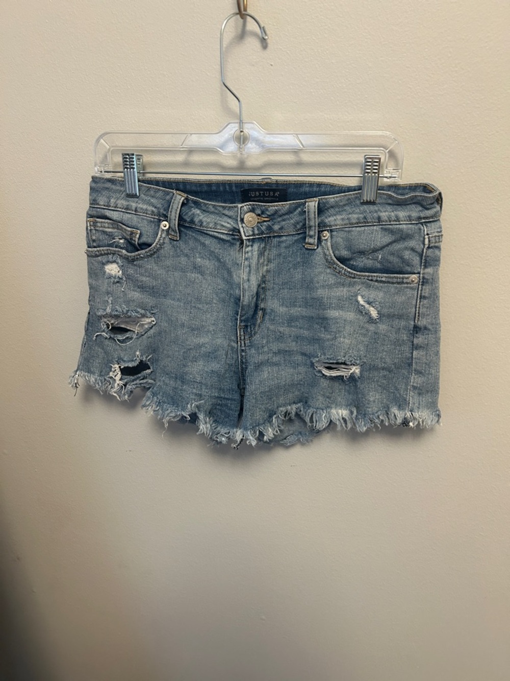 Just USA Light Blue Distressed Denim Jean Shorts
